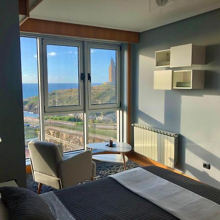 Parking, Vistas Al Mar Y Tres Habitaciones A Coruña Buitenkant foto
