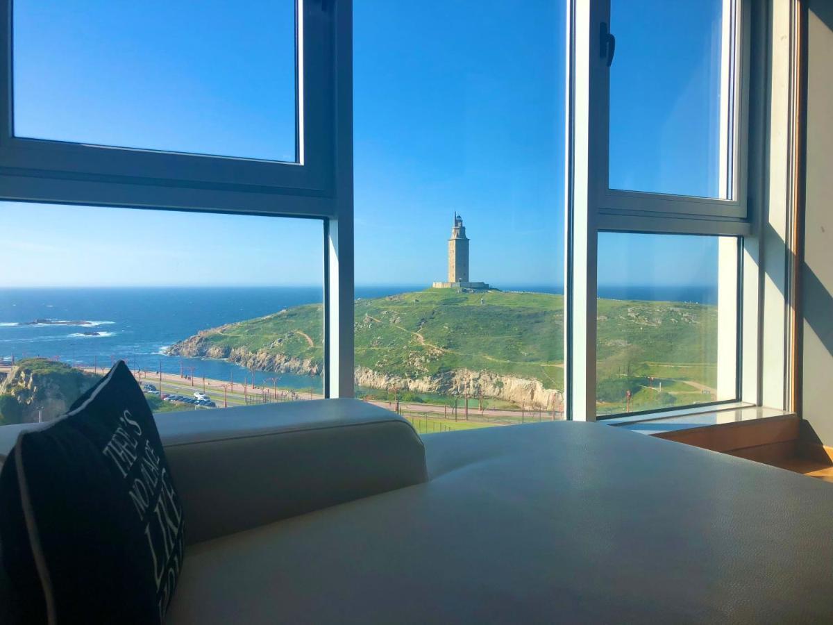 Parking, Vistas Al Mar Y Tres Habitaciones A Coruña Buitenkant foto
